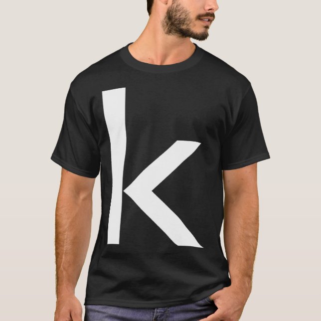 Simple Bold Large White Lower Case Letter k Alphab T-Shirt (Front)