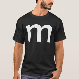 Simple Bold Large White Lower Case Letter m Alphab T-Shirt