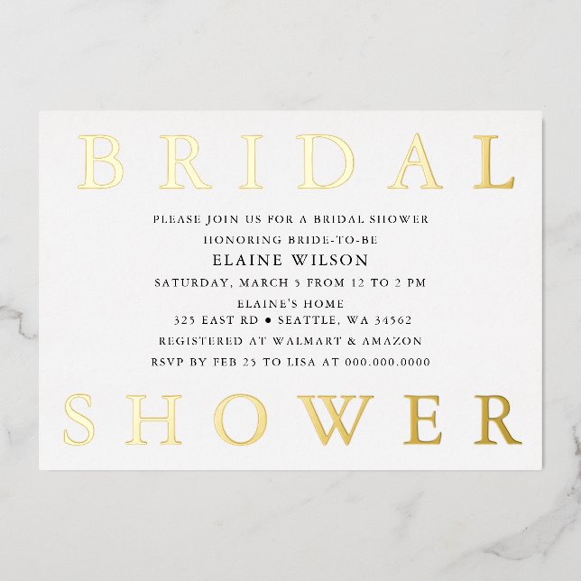 Simple Bold Letters Modern Bridal Shower  (Front)
