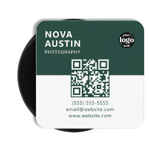 Simple Bold Minimal Company Logo Modern QR Code Square Business Card