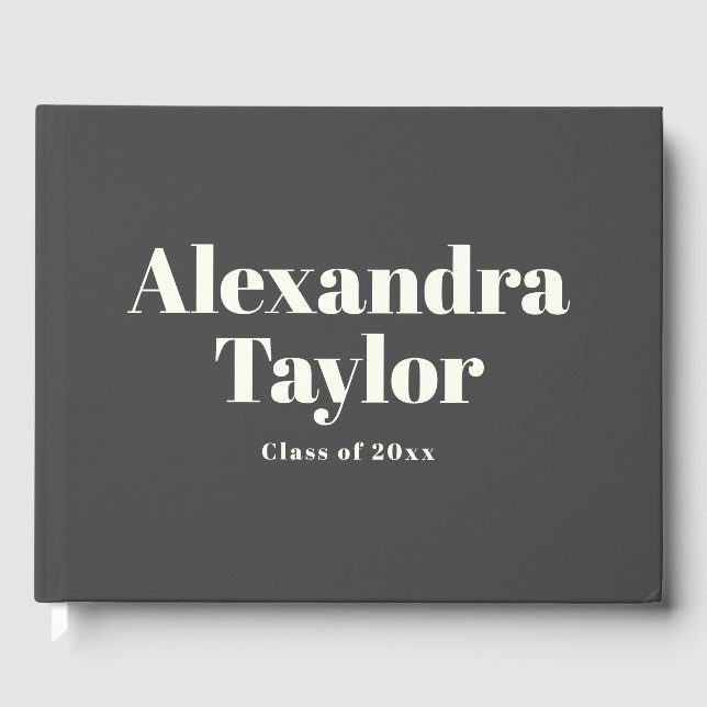 Simple Bold Modern Aesthetic Custom Graduation Guest Book (Front)