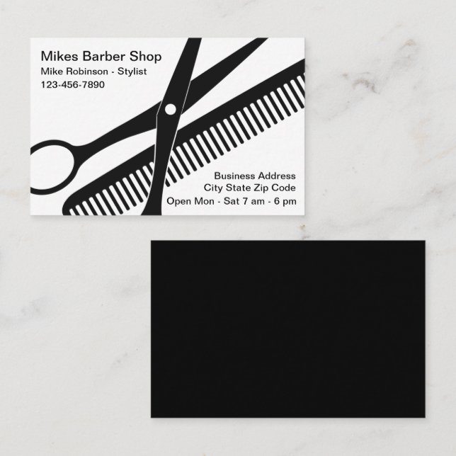 Simple Bold Modern Barber Shop Business Card (Front/Back)
