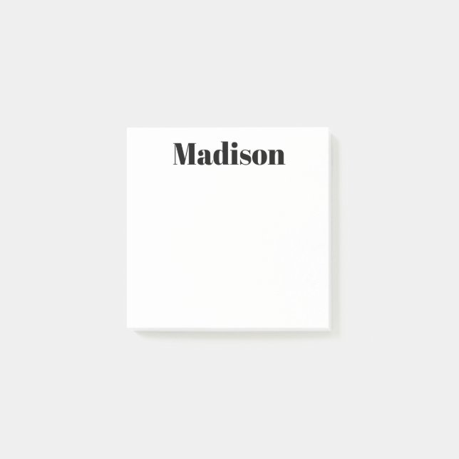 Simple Bold Modern Typography Personalised Post-it Notes (Front)