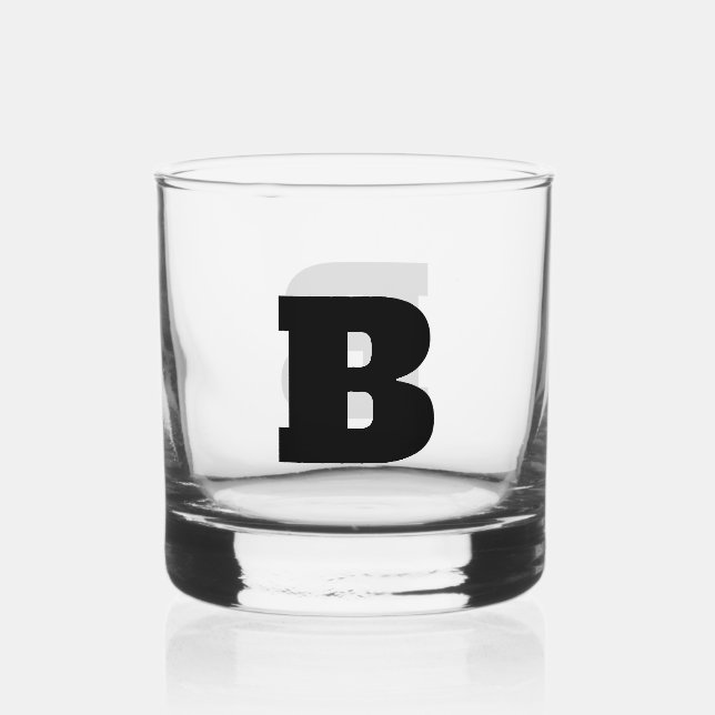 Simple Bold Monogram Custom Colour Whiskey Glass (Front)