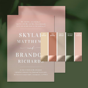 Simple Bold Names Beige & Blush Ombre Wedding Invitation