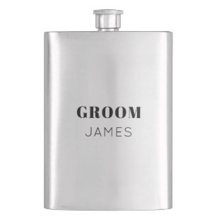 Simple Bold Personalised Groom Gift Drink Hip Hip Flask