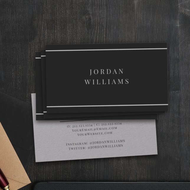 Simple Bold Professional Modern Charcoal  Business Card (Creator Uploaded)