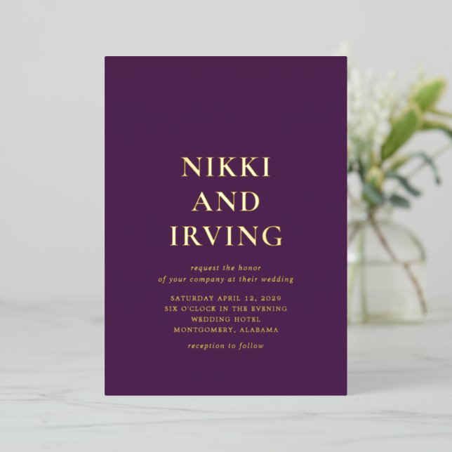 Simple Bold Purple Modern Wedding (Standing Front)