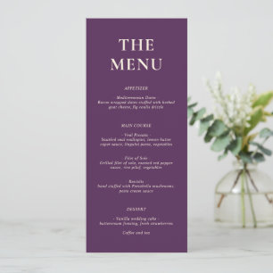 Simple Bold Purple Modern Wedding Menu