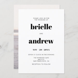 Simple Bold Serif Photo Wedding Invitation