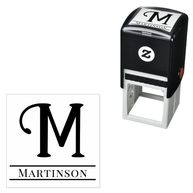 Simple Bold Single Initial Monogram Name #10 Self-inking Stamp (In Situ)