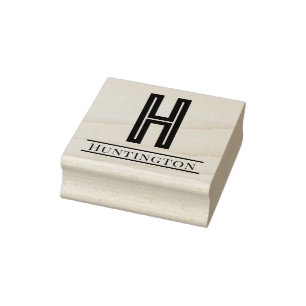 Simple Bold Single Initial Monogram Name #12 Rubber Stamp
