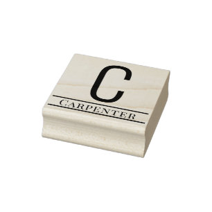 Simple Bold Single Initial Monogram Name #13 Rubber Stamp