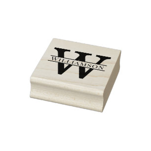 Simple Bold Single Initial Monogram Name #1 Rubber Stamp