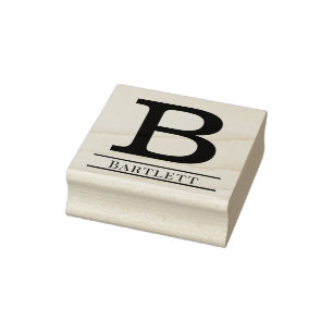 Simple Bold Single Initial Monogram Name #6 Rubber Stamp