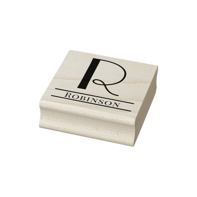 Simple Bold Single Initial Monogram Name #7 Rubber Stamp (Stamp)