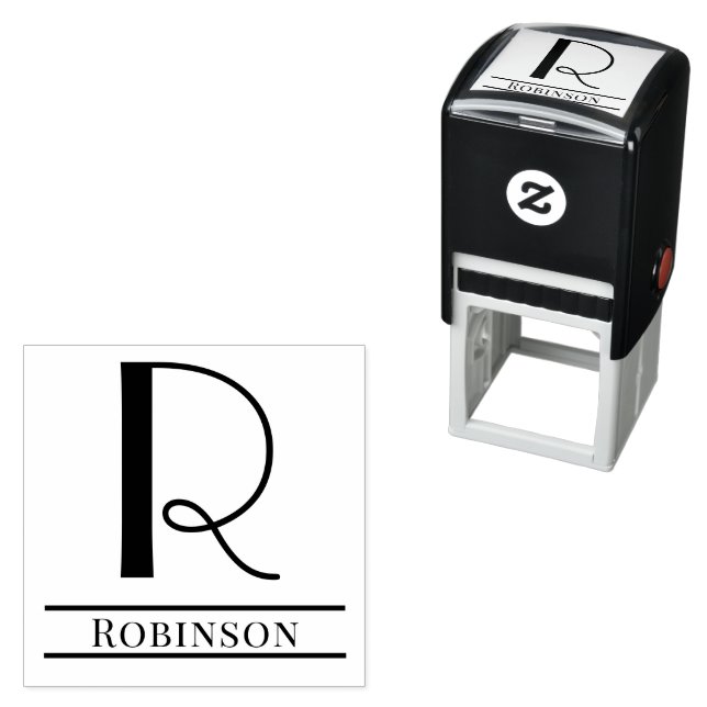 Simple Bold Single Initial Monogram Name #7 Self-inking Stamp (In Situ)