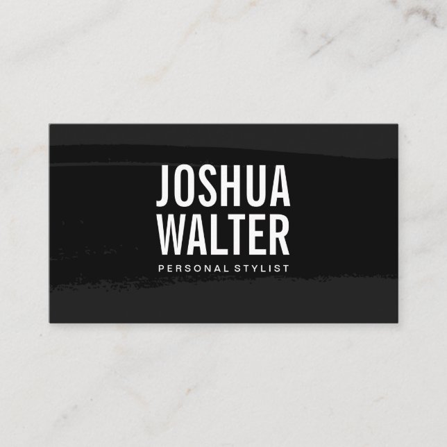 Simple Bold Text Black Brushed Business Card (Front)
