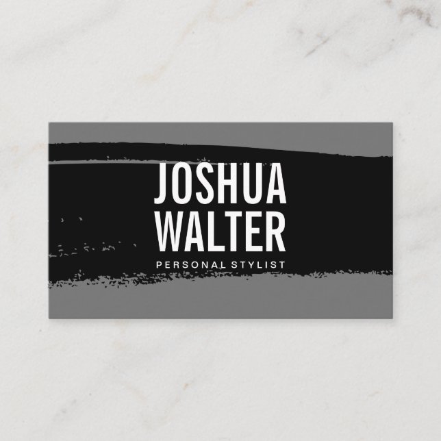 Simple Bold Text Black Grey Brushed Business Card (Front)