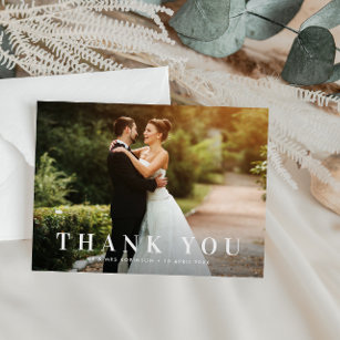 simple bold text wedding thank you card