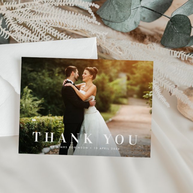 simple bold text wedding thank you card