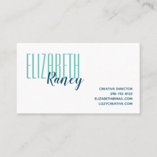 Simple Bold Type Aqua Blue Business Card