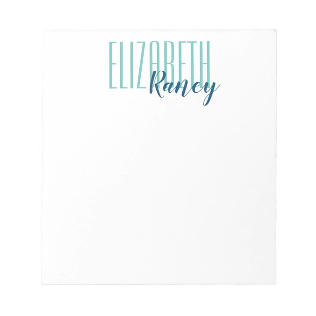 Simple Bold Type Aqua Blue Notepad (Front)