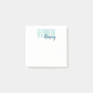Simple Bold Type Aqua Blue Post-it Notes