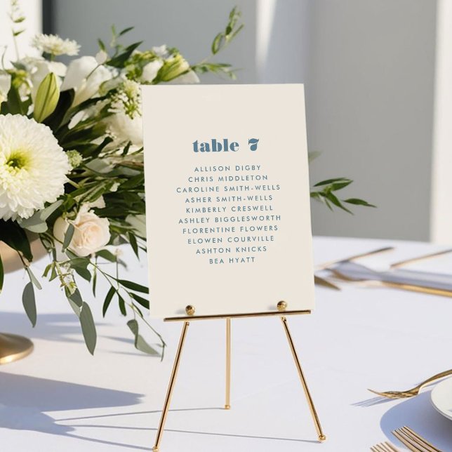 Simple Bold Typography Table Number Seating Chart (Simple Bold Typography Wedding Table Number Seating Chart Card)