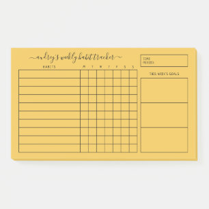 Simple Bold Yellow Weekly Habit Tracker Post-it Notes