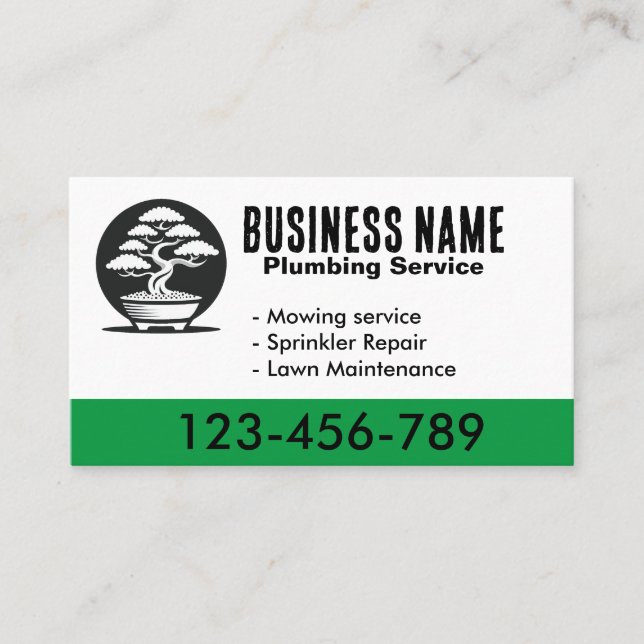 Simple Bonsai Lawn Care Business Card (Front)