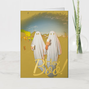 Simple Boo Happy Halloween family & friends Photo Foil Holiday Card