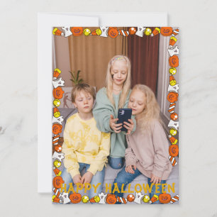 Simple Boo Happy Halloween family & friends Photo Holiday Card
