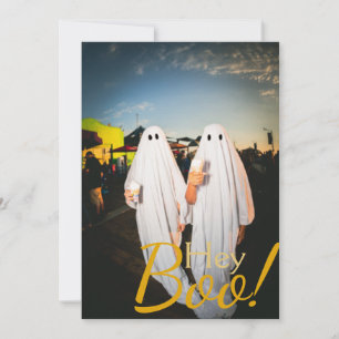 Simple Boo Happy Halloween family & friends Photo Holiday Card