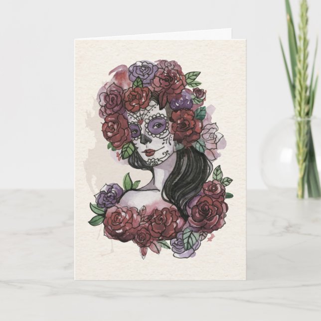 Simple Boo-tiful Dia de los Muertos Greeting Card (Front)