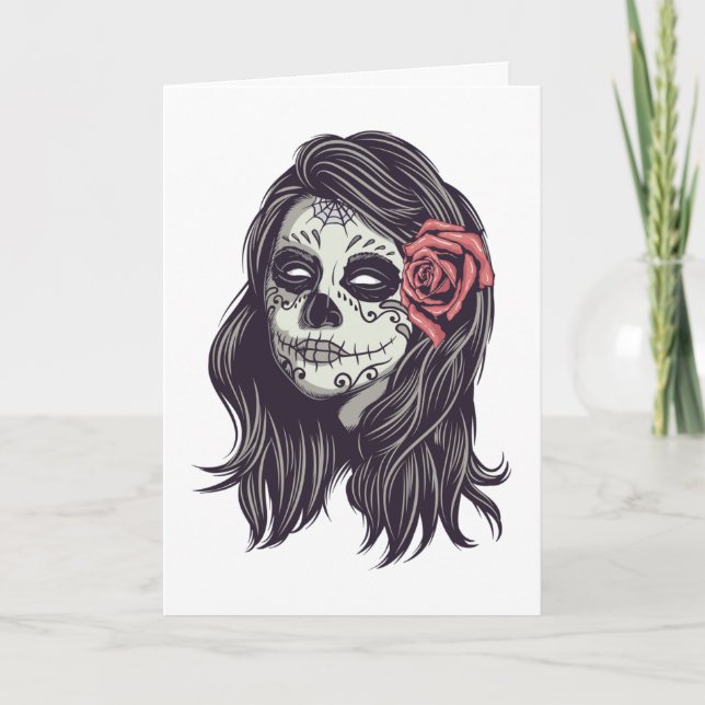 Simple Boo-tiful Dia de los Muertos Greeting Card (Front)