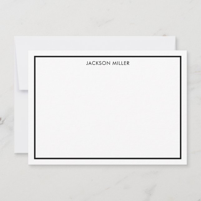 Simple Border Black Note Card (Front)