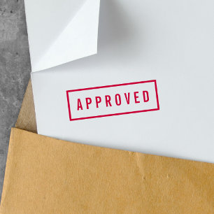 Simple Border Bold Red Approved Self-inking Stamp