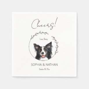 Simple Border Collie Dog Wedding Cocktail Napkins