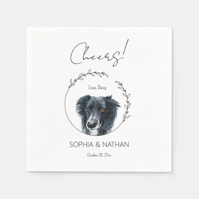 Simple Border Collie Dog Wedding Cocktail Napkins (Front)