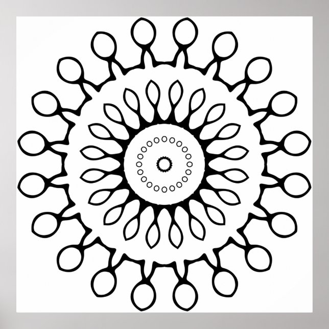 Simple Border Colouring Page Tribal Frame Design Poster (Front)