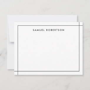 Simple Border Corner Square Black and White Card