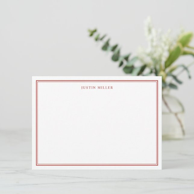 Simple Border Dark Red Medium Personalised Card (Standing Front)