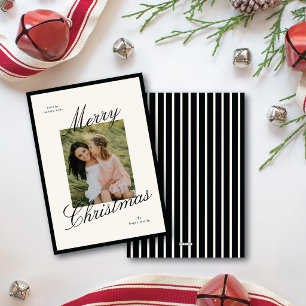 Simple Border Elegant Script Merry Christmas Photo Holiday Card