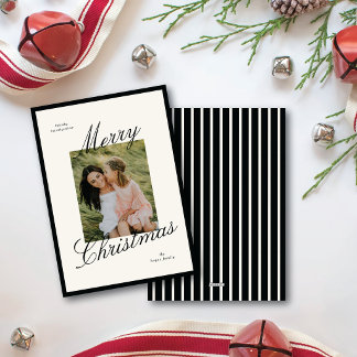 Simple Border Elegant Script Merry Christmas Photo Holiday Card