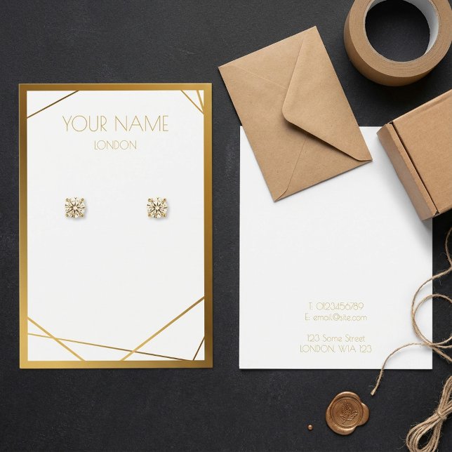 Simple border, gold geometric earring display card (Simple border, gold geometric earring display card.)