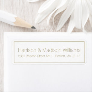 Simple Border gold white Wedding Return Address Label