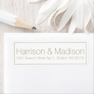 Simple Border gold white Wedding Return Address Label