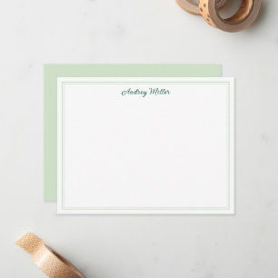 Simple Border Green Script Personalised Card