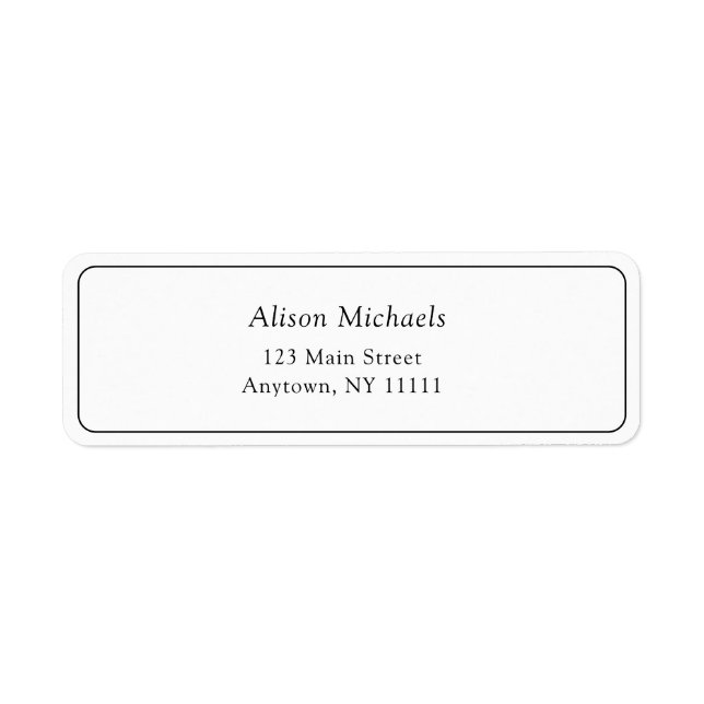Simple Border Minimalist Return Address Label (Front)
